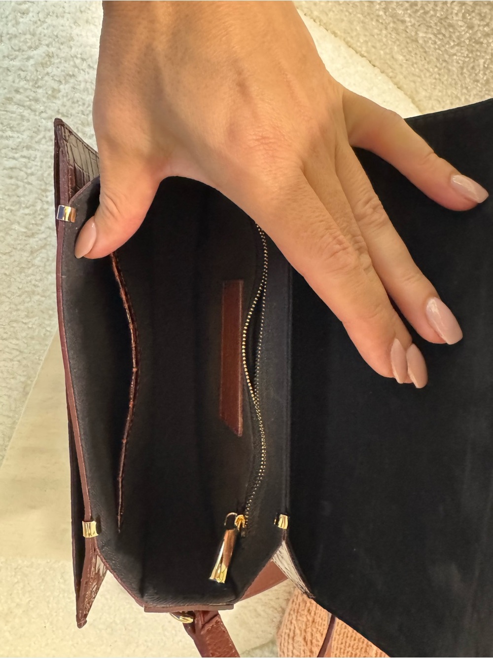Sezane Claude Bag Chocolate Crocodile Print crossbody - Picture 8 of 8